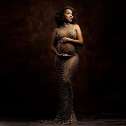 Maternity Dresses- Maternity Sparkle Sheath Dress for Elegant Evenings- - IndioGear Fashion and Gear