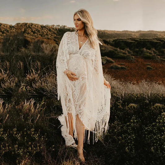 Maternity Dresses- Maternity Sweep Train Lace Dress for Unforgettable Moments- - IndioGear Fashion and Gear