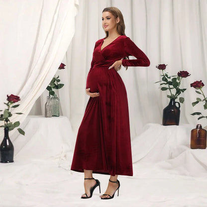 Maternity Dresses- Minimalist Velvet Maternity Dress- - IndioGear