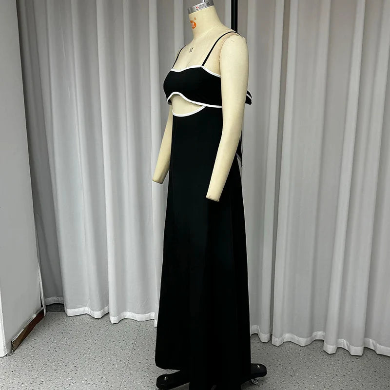 Maxi Dresses- Black Party Maxi Dress with Unique Cut-Outs- - IndioGear.com