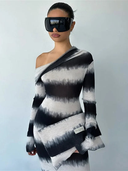 Maxi Dresses- Eclipse Stripe Gala Maxi- - IndioGear.com