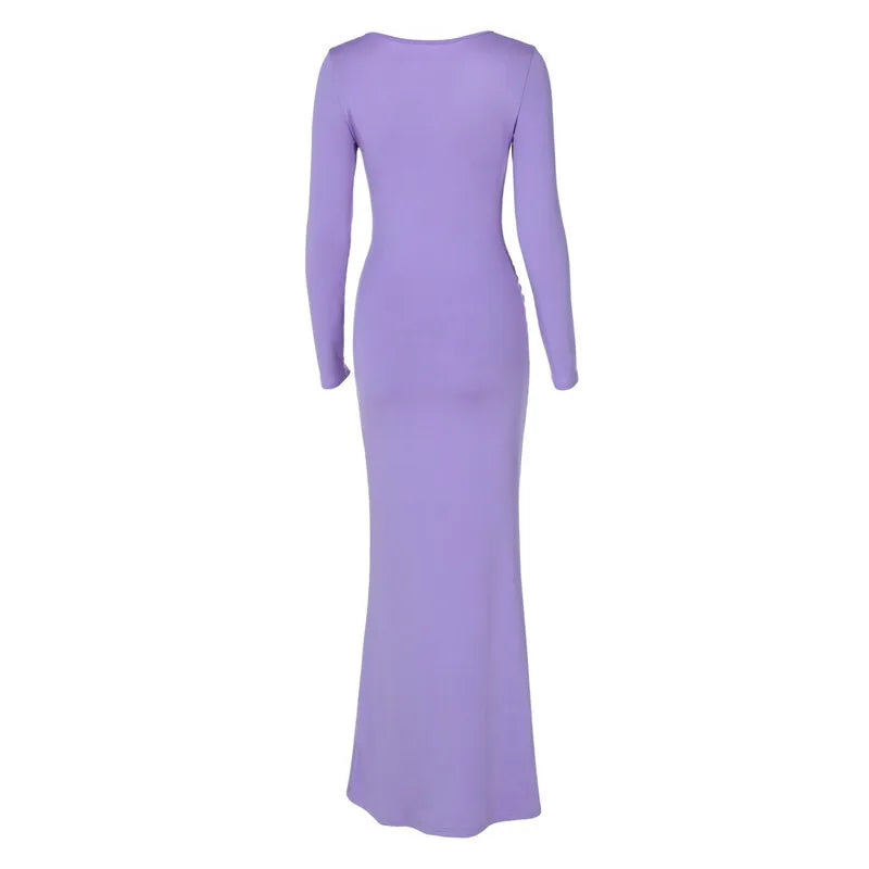 Maxi Dresses- Elegant Square Neck Maxi Dress- - IndioGear.com