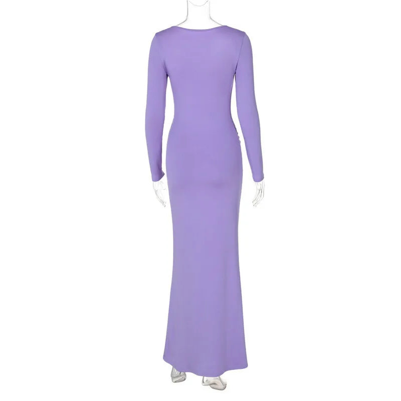 Maxi Dresses- Elegant Square Neck Maxi Dress- - IndioGear.com