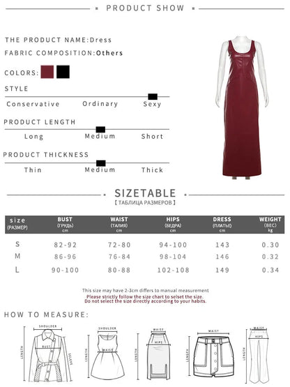 Maxi Dresses- Faux Leather Evening Maxi Dress – Perfect for Fall Parties- - IndioGear.com