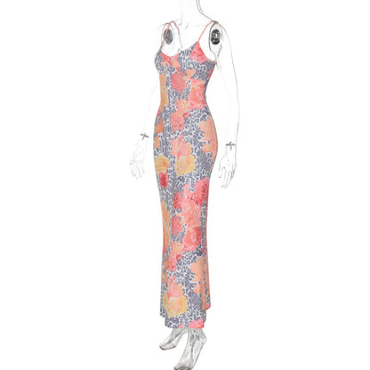 Maxi Dresses- Floral Women's Summer Mermaid Cami Dress for Cocktails- - IndioGear.com