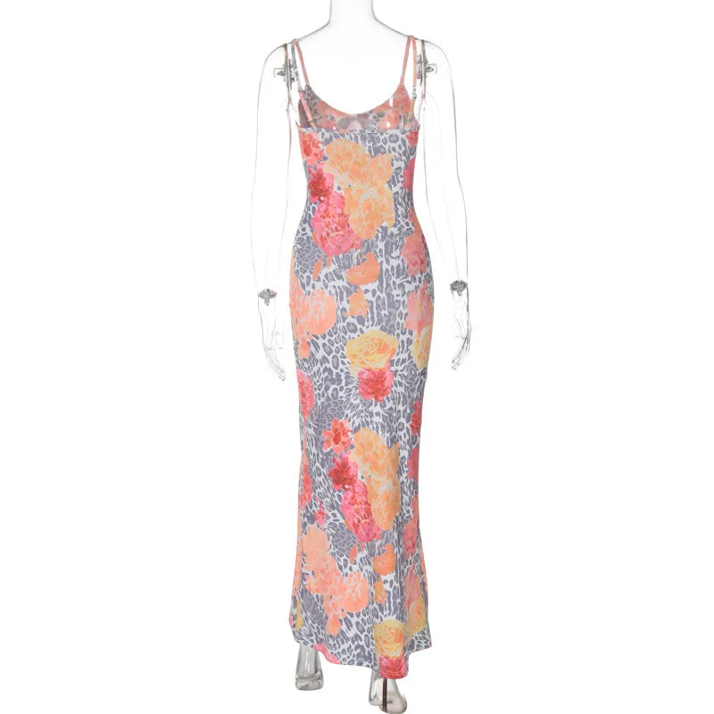 Maxi Dresses- Floral Women's Summer Mermaid Cami Dress for Cocktails- - IndioGear.com