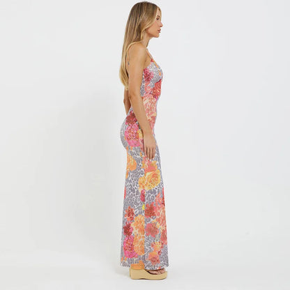 Maxi Dresses- Floral Women's Summer Mermaid Cami Dress for Cocktails- - IndioGear.com