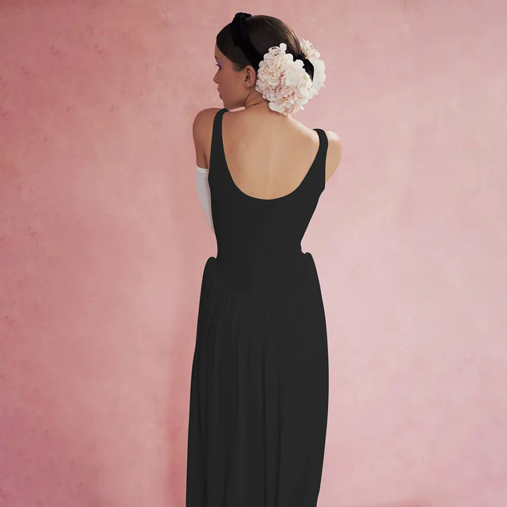 Maxi Dresses- Flowing Draped Maxi Dress- - IndioGear.com