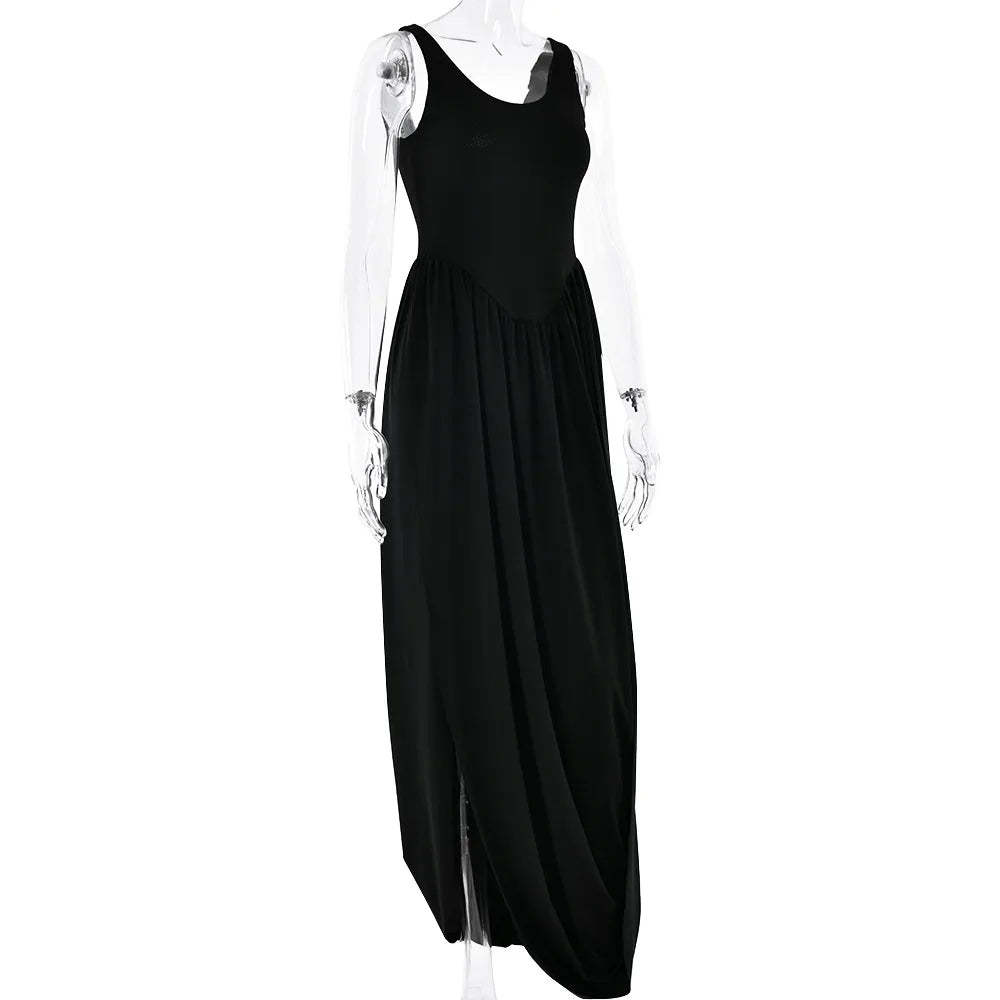 Maxi Dresses- Flowing Draped Maxi Dress- - IndioGear.com