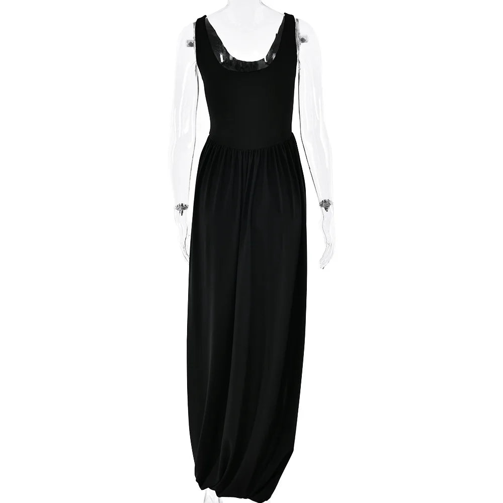 Maxi Dresses- Flowing Draped Maxi Dress- - IndioGear.com