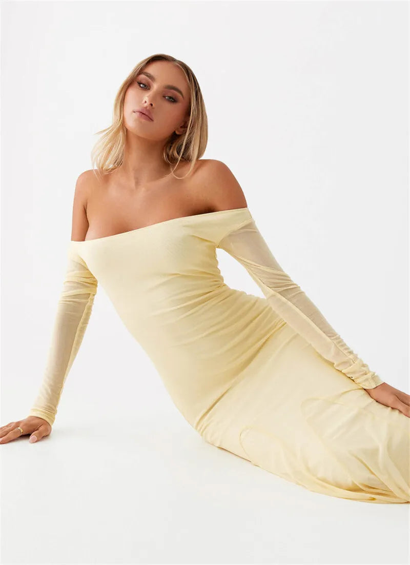 Maxi Dresses- Flowing Maxi Dress with Fitted Sleeves - Ideal for Formal Wear- - IndioGear.com