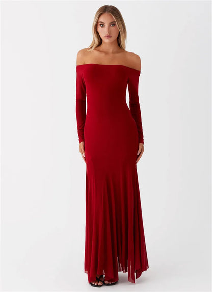 Maxi Dresses- Flowing Maxi Dress with Fitted Sleeves - Ideal for Formal Wear- - IndioGear.com