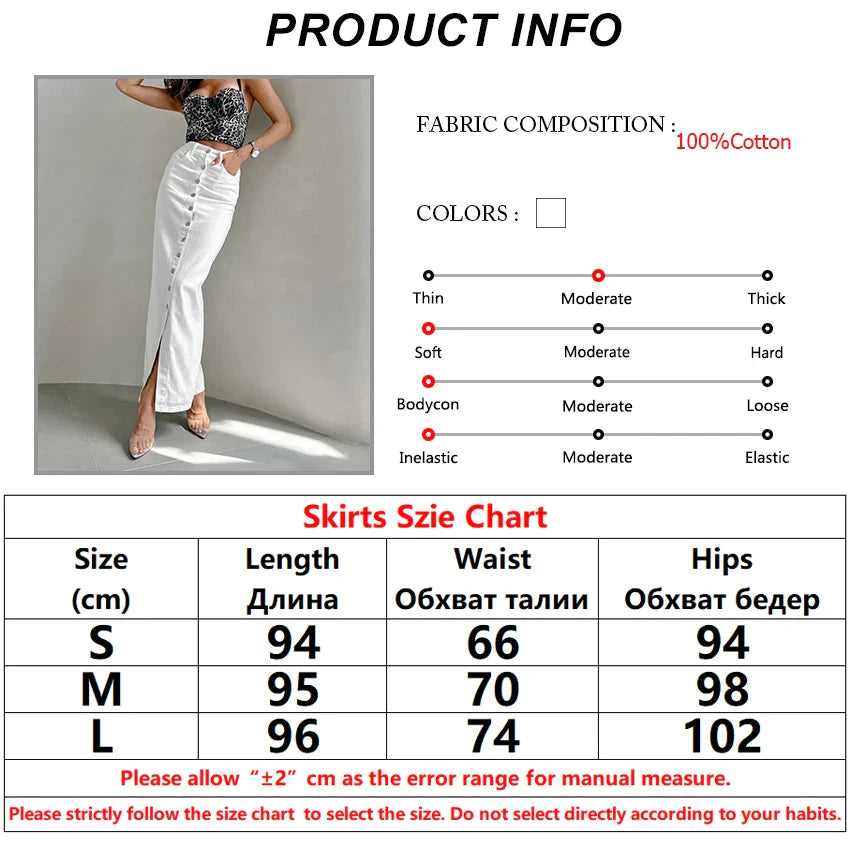 Maxi Dresses- High-Waist Button-Up Midi-Maxi Skirt in Cotton- - IndioGear.com