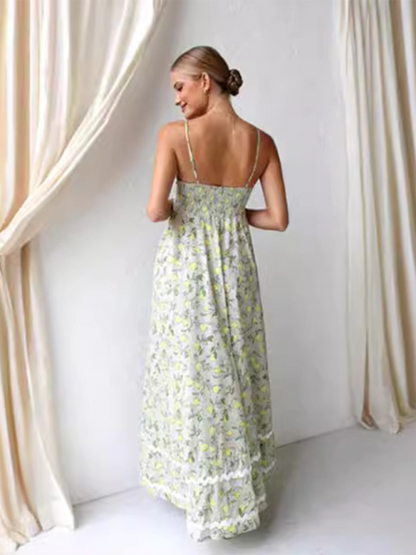 Maxi Dresses- Lemon Print Cami Maxi Dress- - IndioGear.com