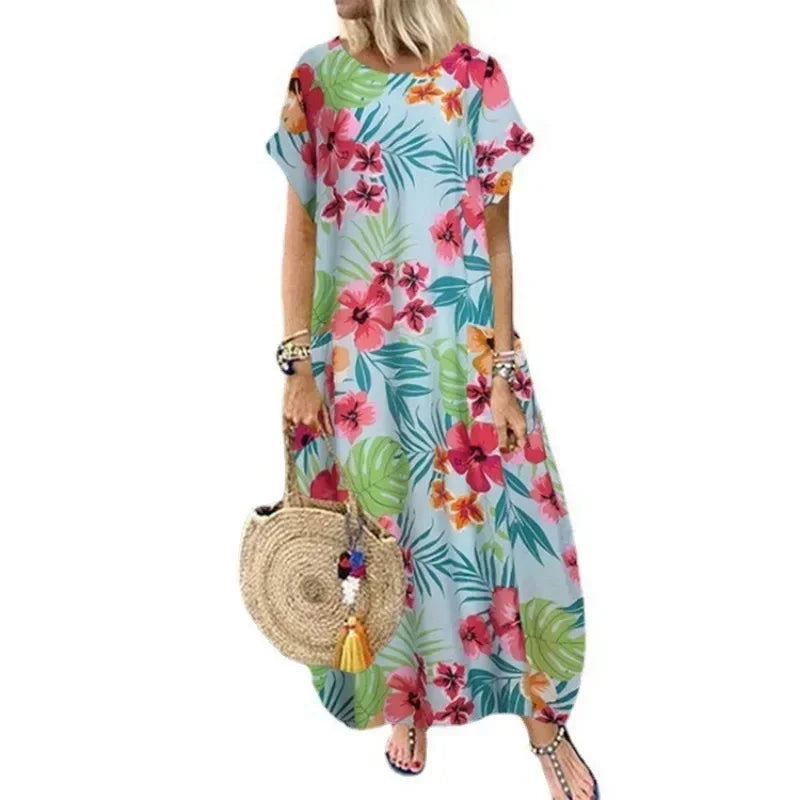 Maxi Dresses- Natural Flowy A-Line Dress for Summer- - IndioGear.com