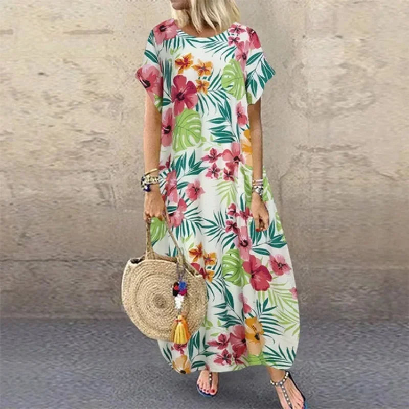 Maxi Dresses- Natural Flowy A-Line Dress for Summer- - IndioGear.com