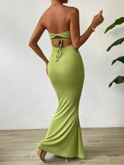 Maxi Dresses- Slim Fit Sweetheart Tube Mermaid Maxi Dress- - IndioGear.com