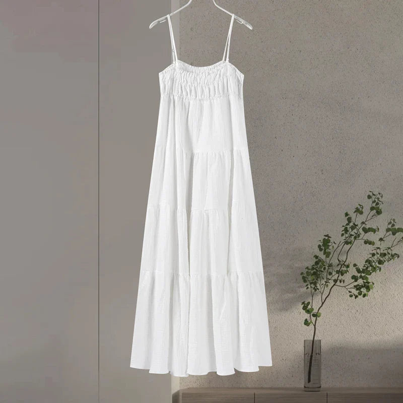 Maxi Dresses- Women Free-flowing Textured Tiered Maxi Dress- - IndioGear.com