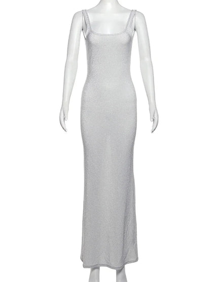 Maxi Gown- Silver Siren Sleeveless Maxi Gown✨👗- - IndioGear Women Clothing