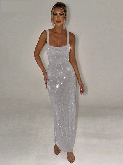 Maxi Gown- Silver Siren Sleeveless Maxi Gown✨👗- - IndioGear Women Clothing