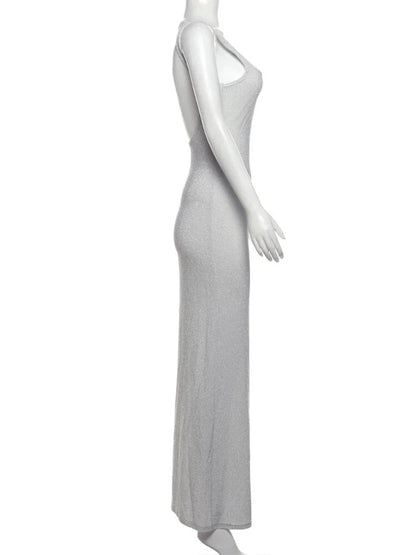 Maxi Gown- Silver Siren Sleeveless Maxi Gown✨👗- - IndioGear Women Clothing