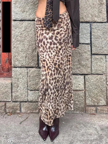 Maxi Skirts- All-Season Leopard Animal Print Midi Skirt- - IndioGear.com