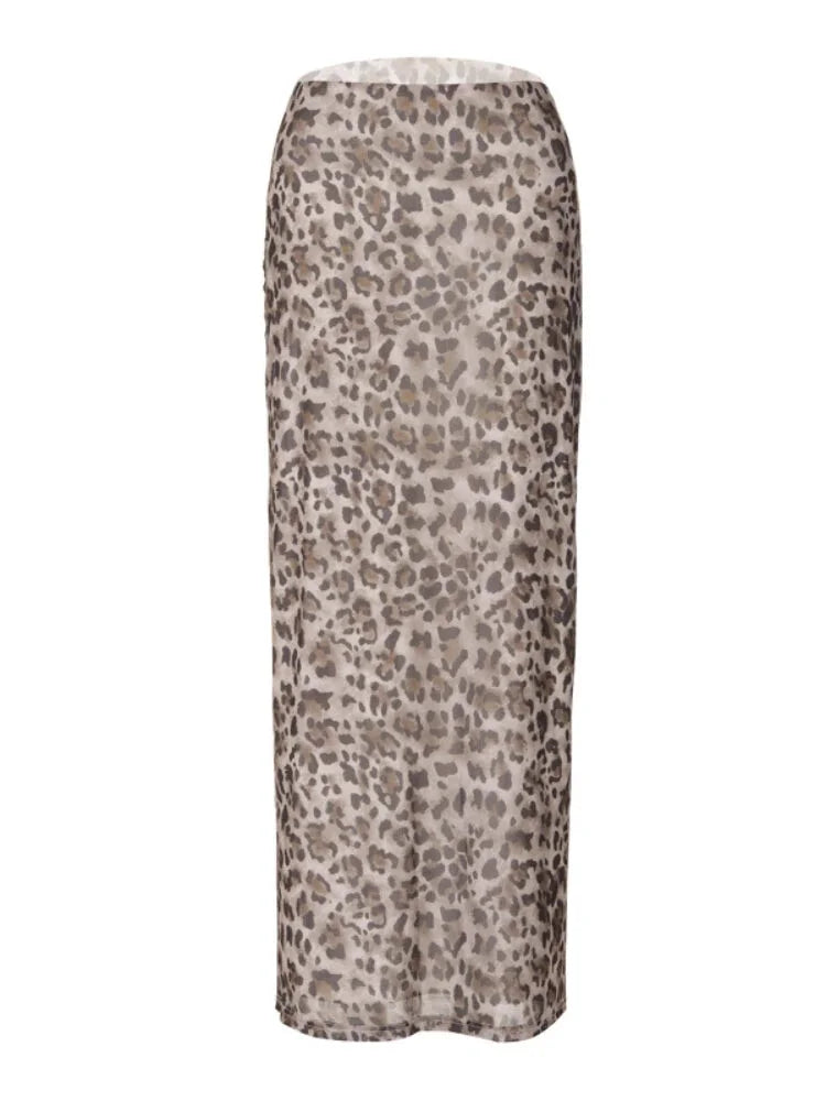 Maxi Skirts- All-Season Leopard Animal Print Midi Skirt- - IndioGear.com