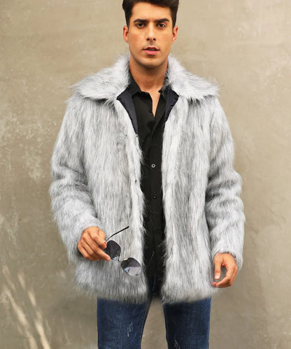 Look renard par temps froid avec veste manteau en fausse fourrure pour homme