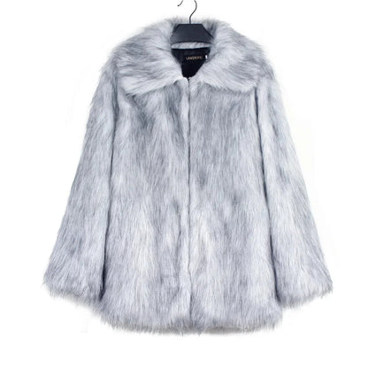 Cold-Weather Fox Look with Men's Faux Fur Coat Jacket