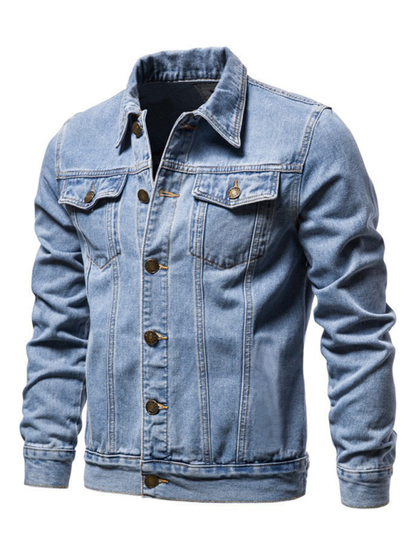 Men Denim Jackets- Classic Blue Denim Trucker Jacket for Men- Clear blue- IndioGear.com