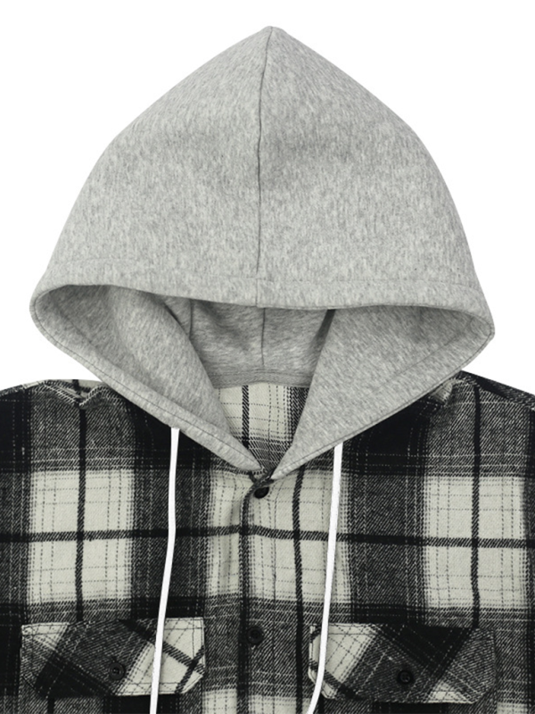 Men Hoodies- Plaid Hoodie Shirt for Men Fall Layering- - IndioGear.com