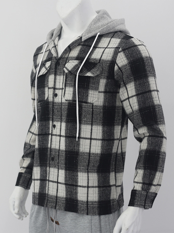 Men Hoodies- Plaid Hoodie Shirt for Men Fall Layering- - IndioGear.com