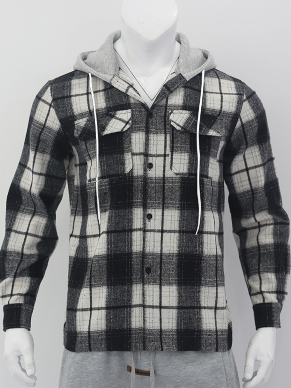 Men Hoodies- Plaid Hoodie Shirt for Men Fall Layering- - IndioGear.com