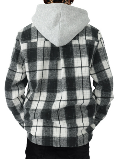 Men Hoodies- Plaid Hoodie Shirt for Men Fall Layering- - IndioGear.com