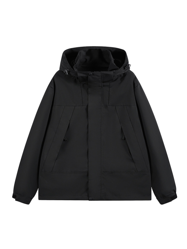 Men Jackets- All-Weather Unisex Windbreaker with Detachable Hood Jacket- - IndioGear.com