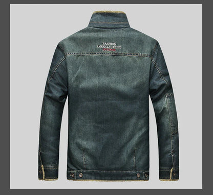 Veste d'hiver Sherpa robuste en denim Edgy pour hommes