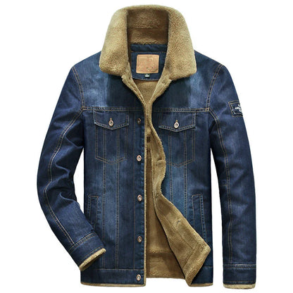 Edgy Denim Robuste Sherpa Winterjacke für Herren