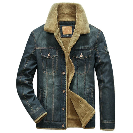 Veste d'hiver Sherpa robuste en denim Edgy pour hommes