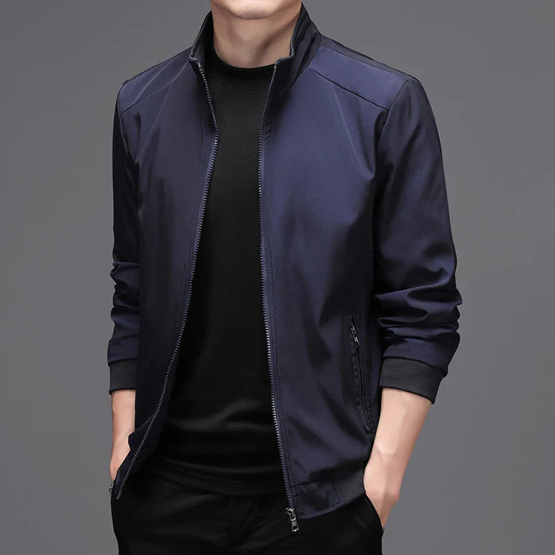 Men Jackets- Men Fall Jacket for Day-to-Night Wear- Navy Blue- Chuzko Women Clothing