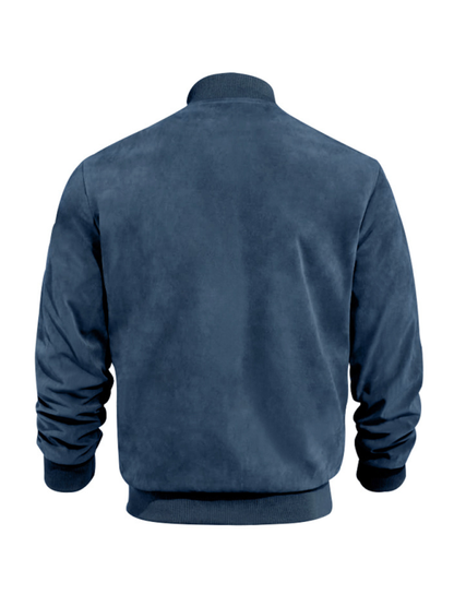 Men Jackets- Men's Like Suede Bomber Jacket- - IndioGear.com