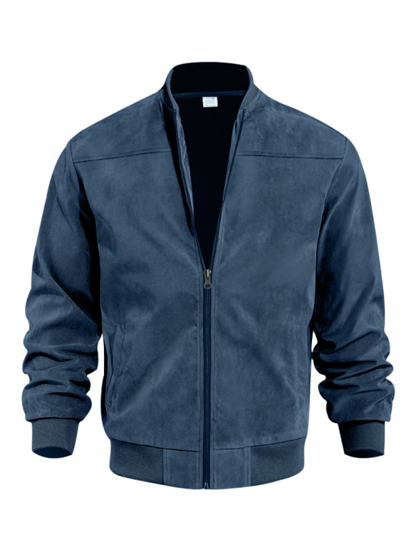 Men Jackets- Men's Like Suede Bomber Jacket- - IndioGear.com