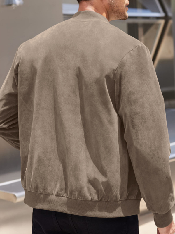 Men Jackets- Men's Like Suede Bomber Jacket- - IndioGear.com