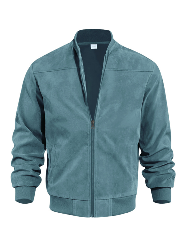 Men Jackets- Men's Like Suede Bomber Jacket- - IndioGear.com