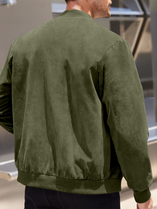 Men Jackets- Men's Like Suede Bomber Jacket- - IndioGear.com