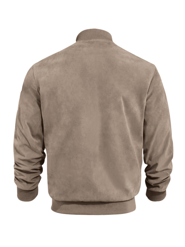 Men Jackets- Men's Like Suede Bomber Jacket- - IndioGear.com