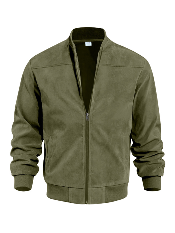 Men Jackets- Men's Like Suede Bomber Jacket- - IndioGear.com