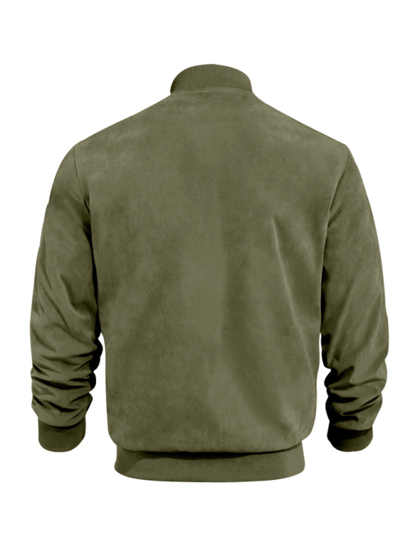 Men Jackets- Men's Like Suede Bomber Jacket- - IndioGear.com