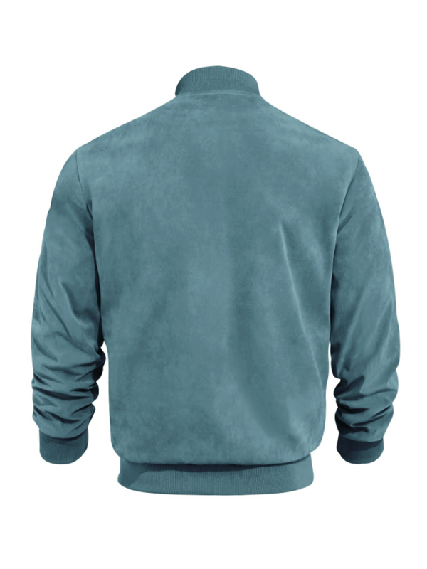 Men Jackets- Men's Like Suede Bomber Jacket- - IndioGear.com