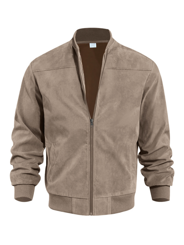 Men Jackets- Men's Like Suede Bomber Jacket- - IndioGear.com