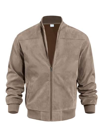 Men Jackets- Men's Like Suede Bomber Jacket- - IndioGear.com